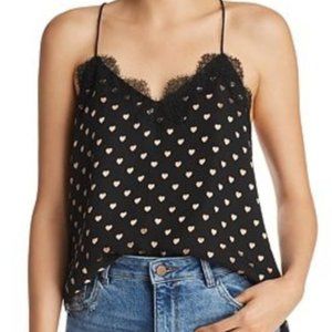 Cami NYC Racer Top in Black Blush Polka Dots